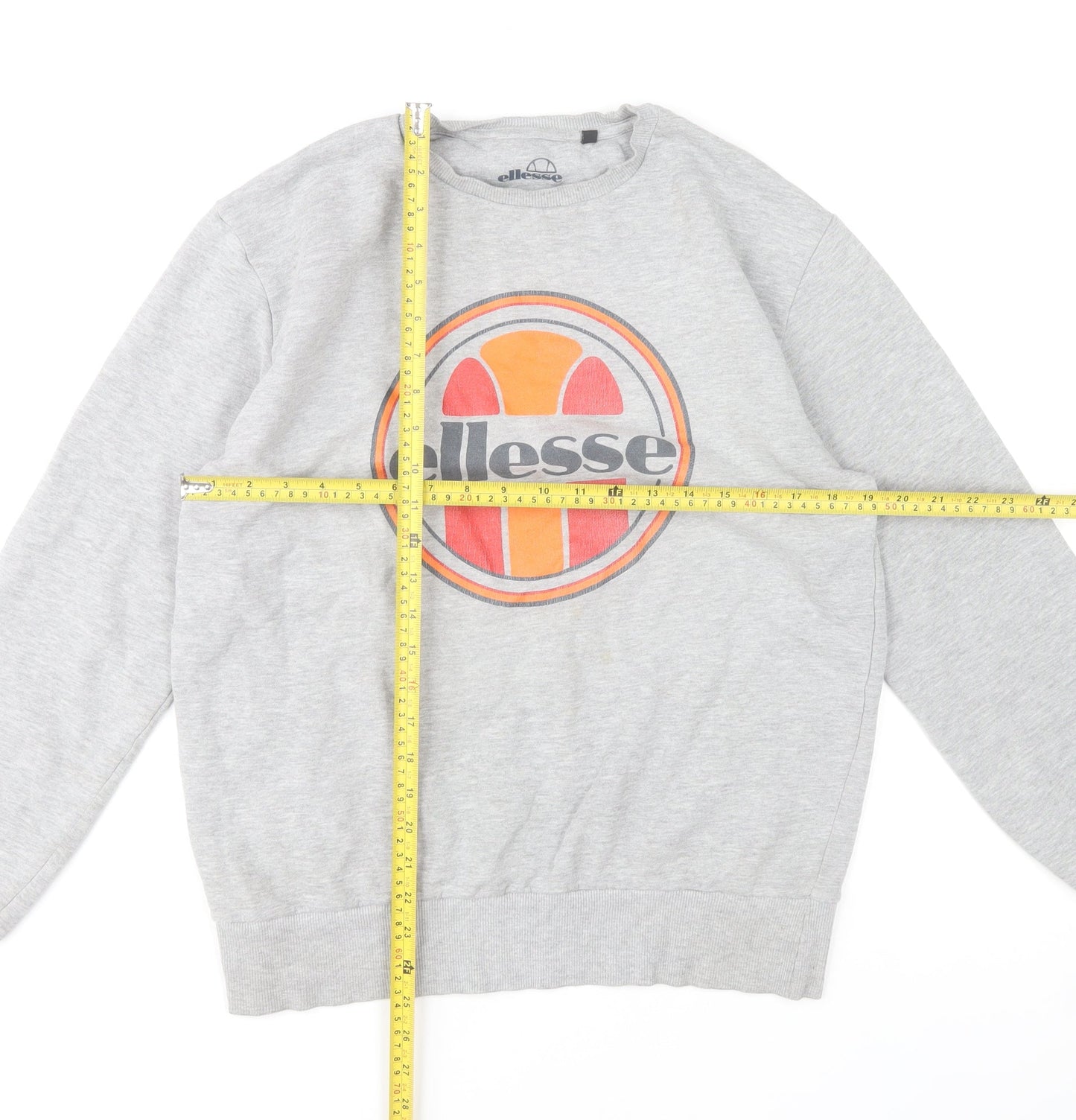 Ellesse Womens Grey Crew Neck Sweatshirt Medium Logo Print Casual