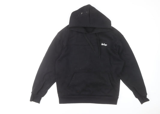 Additional front view of Lee Cooper Men's Black Pullover Hoodie Medium Regular Fit Fleece