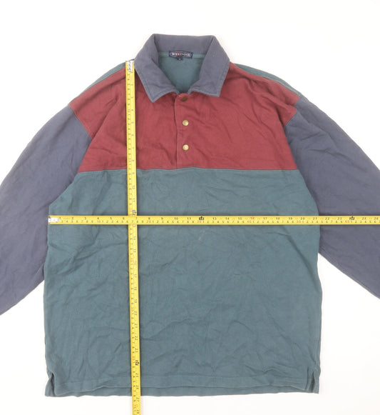Weekender Men’s Multicoloured Long Sleeve Cotton Polo Shirt Size M