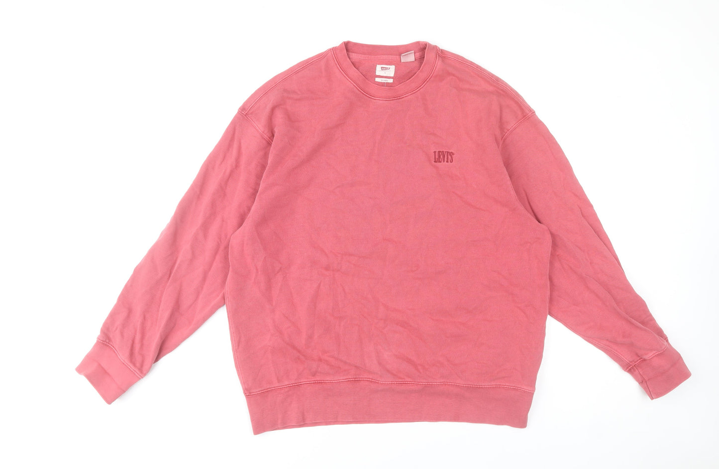 Levi's Men Pink Cotton Crew Neck Relaxed Fit Sweatshirt Size L