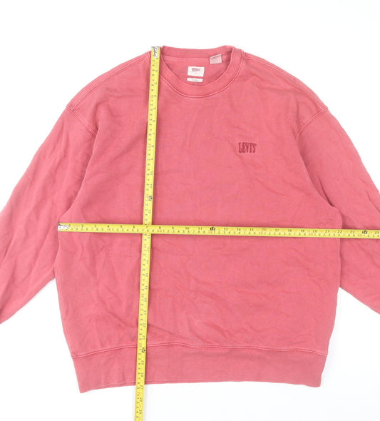 Levi's Men Pink Cotton Crew Neck Relaxed Fit Sweatshirt Size L