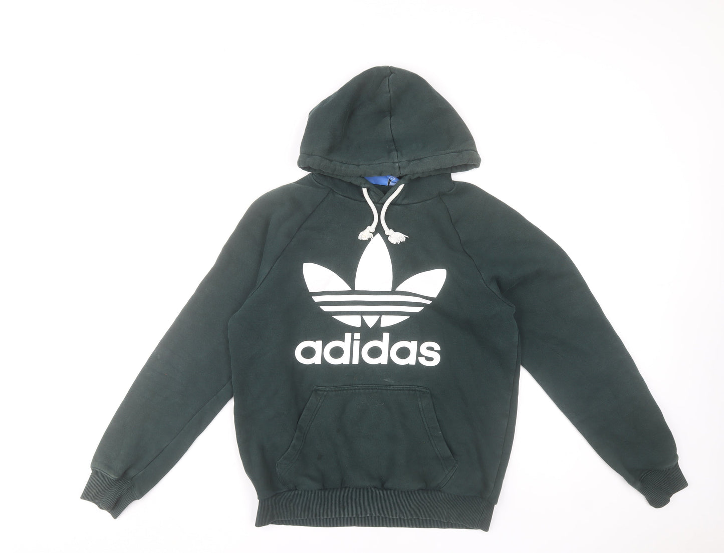 Adidas Men’s Green Pullover Hoodie Small Logo Fleece Sweatshirt