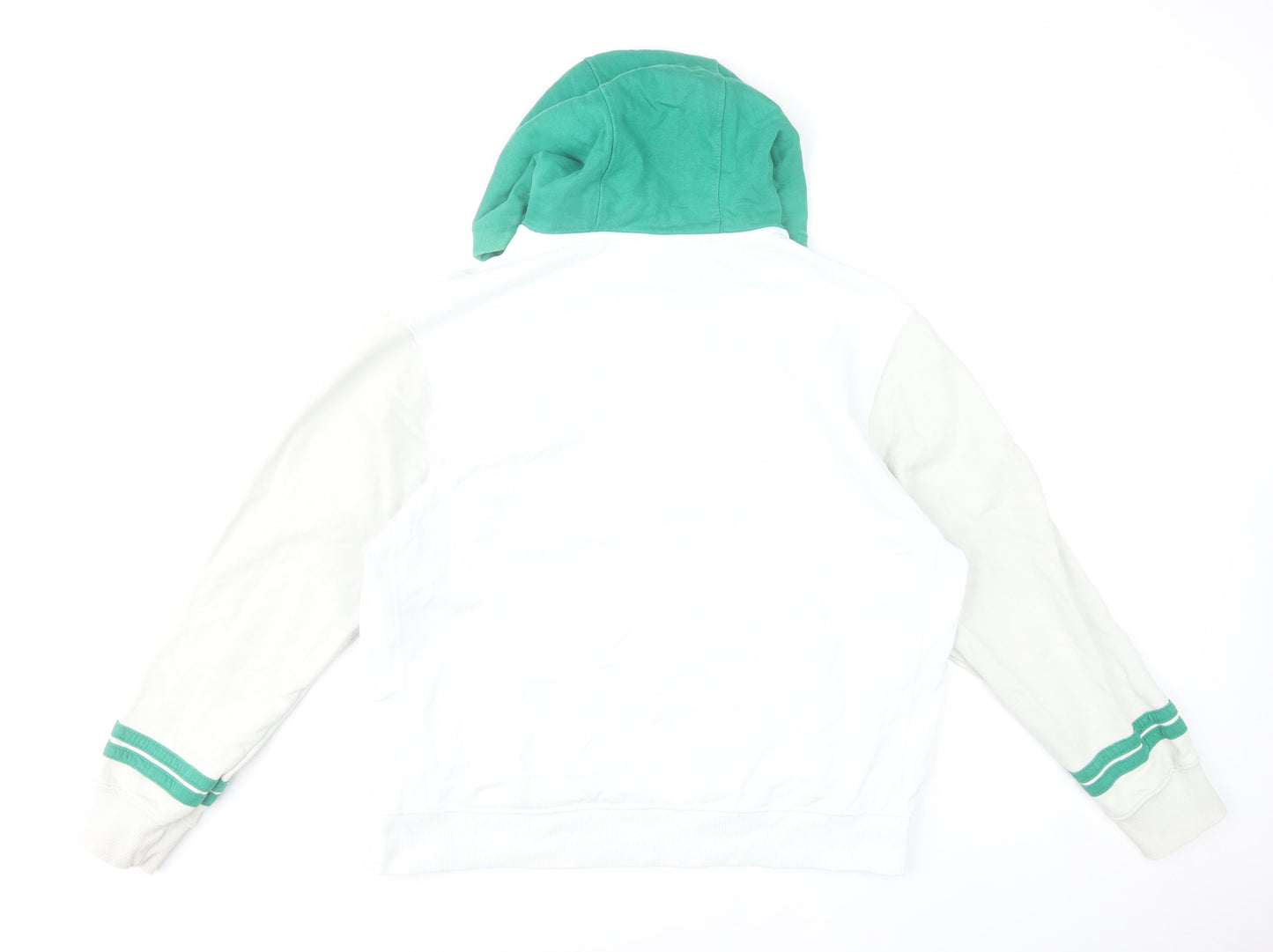 Nike Men's White & Green Hooded Pullover Sweatshirt Size L