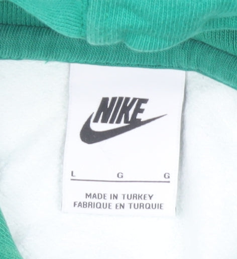 Nike Men's White & Green Hooded Pullover Sweatshirt Size L