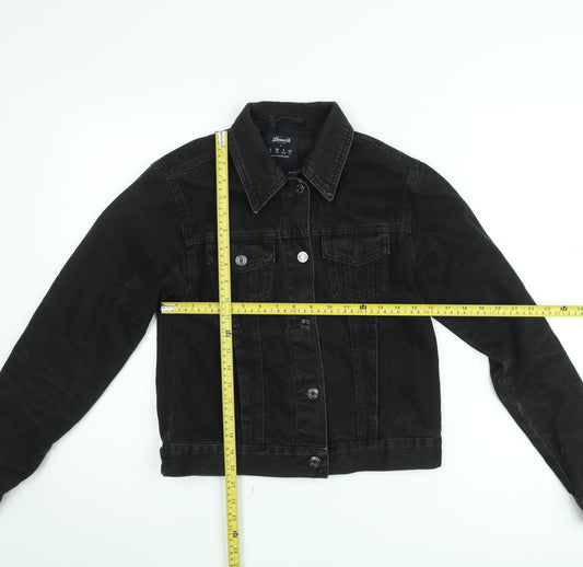 Denim Co. Womens Black Denim Cropped Jacket Size 8 Regular