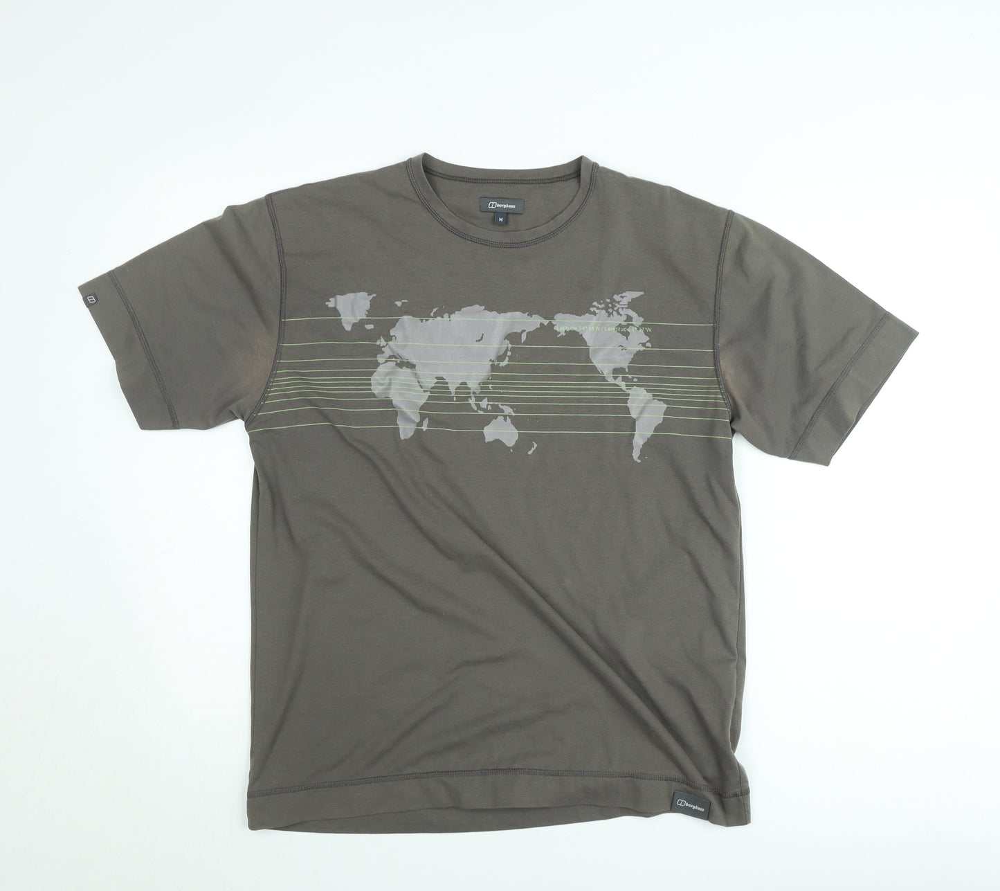 Berghaus Men's Brown Graphic World Map Cotton T-Shirt Size M