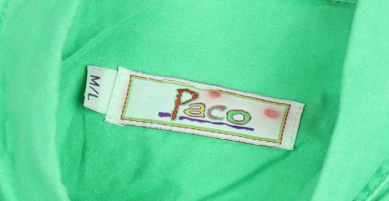 Paco Women’s Green Cotton Long Sleeve Button-Up Shirt M