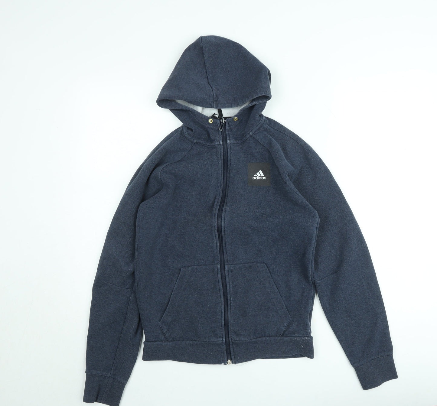 adidas Mens Blue XS Full Zip Hoodie Sports Fleece Sweatshirt