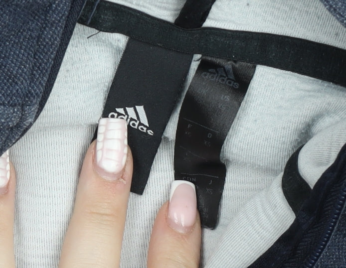 adidas Mens Blue XS Full Zip Hoodie Sports Fleece Sweatshirt