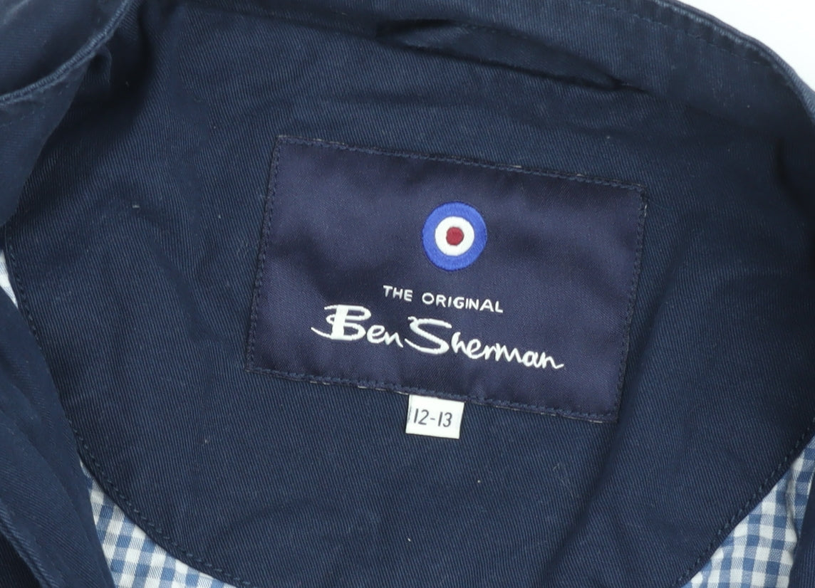 Additional view of Ben Sherman boys’ blue cotton bomber jacket 12-13 years full zip lined