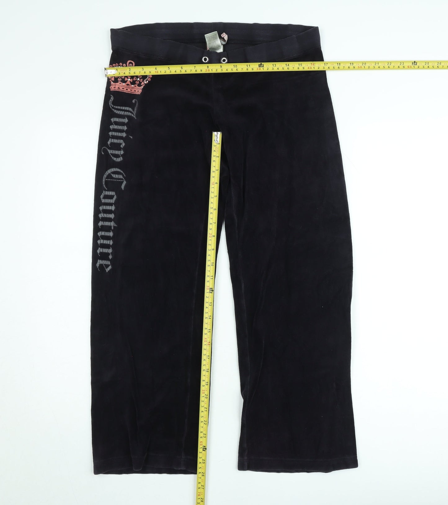 Juicy Couture Women's Black Small Velour Wide-Leg Sweatpants