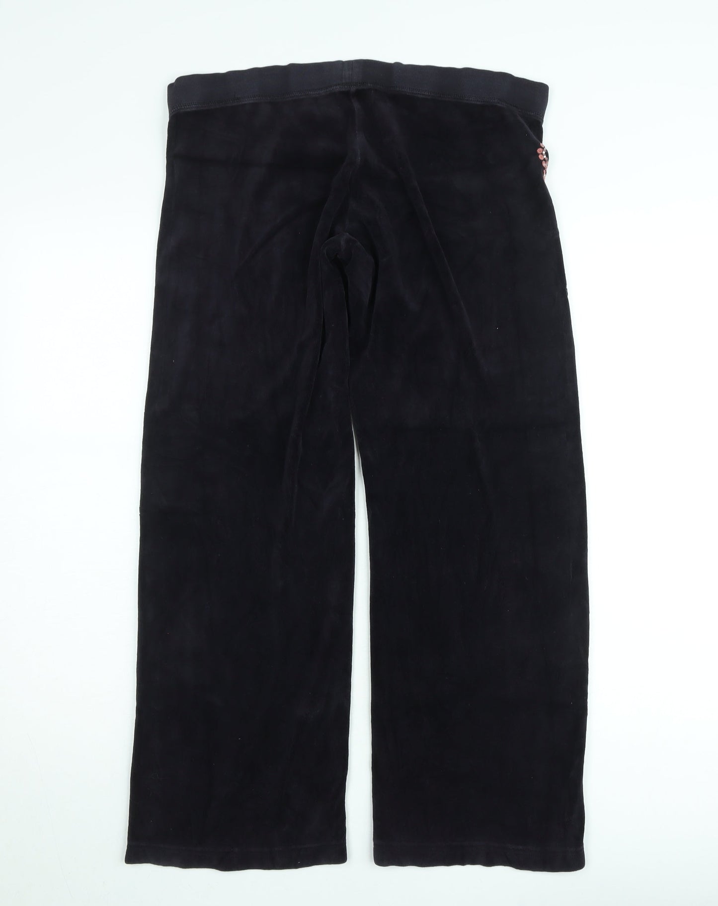 Juicy Couture Women's Black Small Velour Wide-Leg Sweatpants