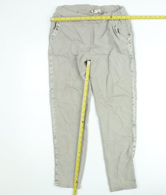 Studio Parisien Men’s Beige Jogger Trousers L Elastic Waist Cotton