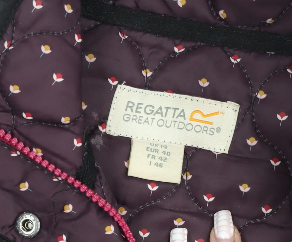 Regatta Womens Black Quilted Mid-Length Outdoor Jacket UK 14