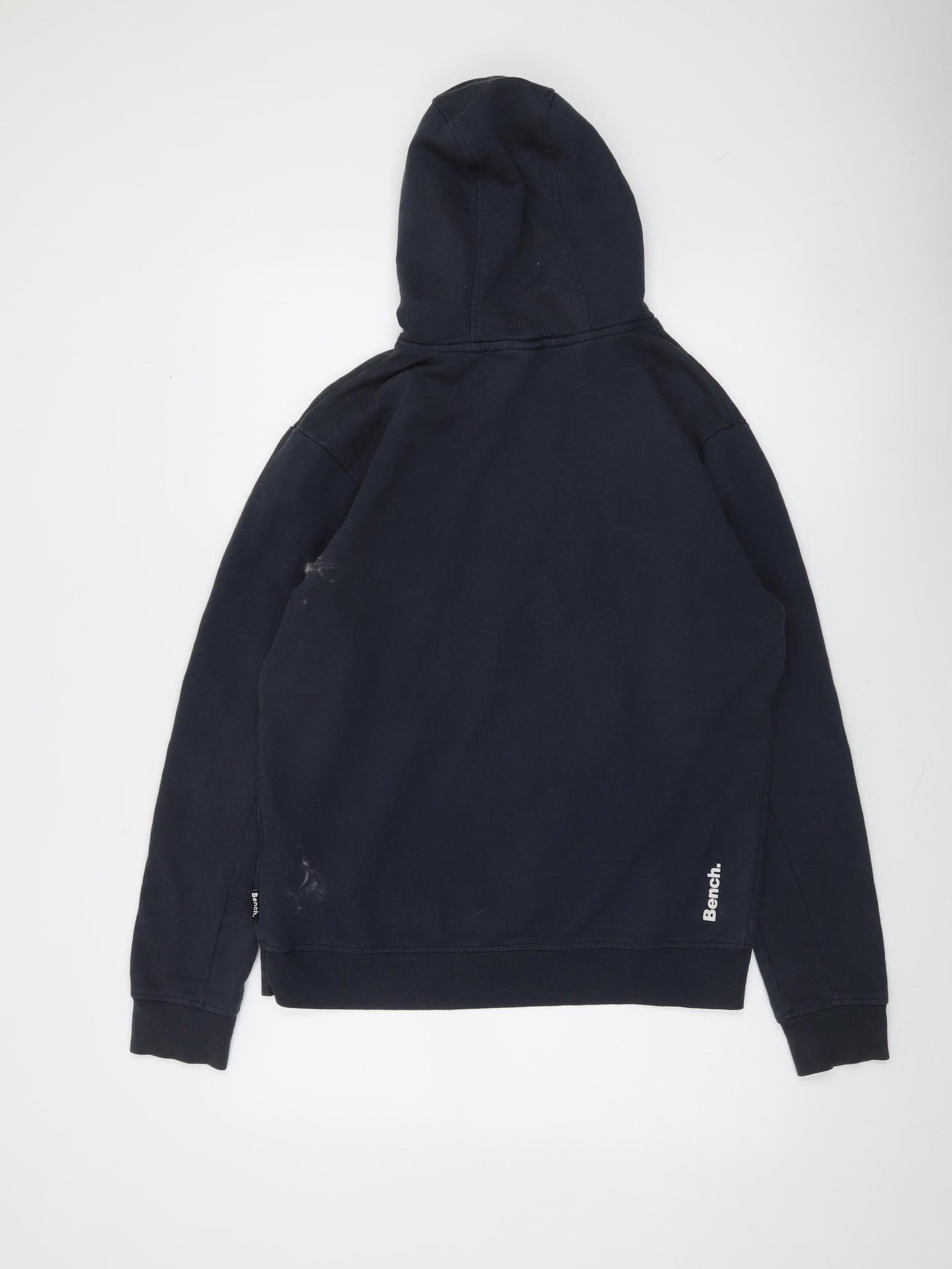 Bench Men's Blue Pullover Hoodie L Logo Fleece Sweatshirt