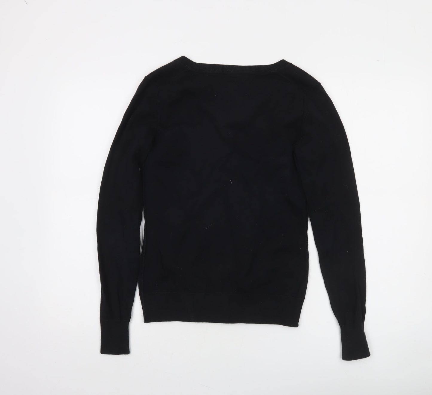 Tommy Hilfiger Women's Black V-Neck Cotton Knit Jumper Size S