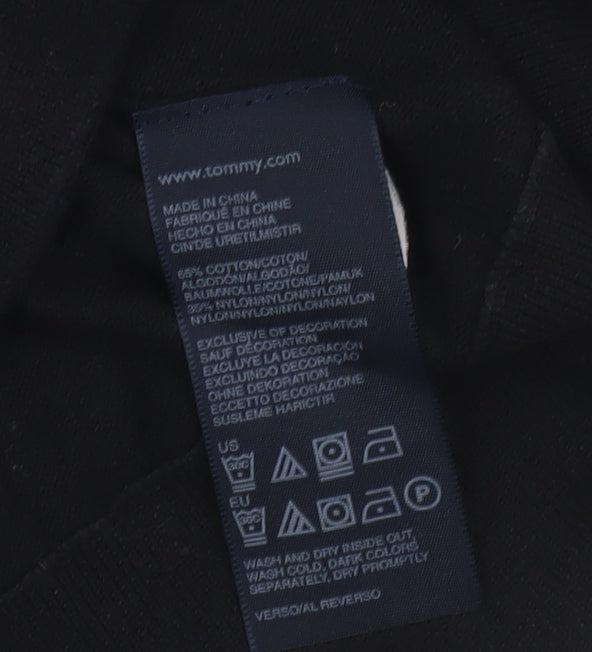 Tommy Hilfiger Women's Black V-Neck Cotton Knit Jumper Size S