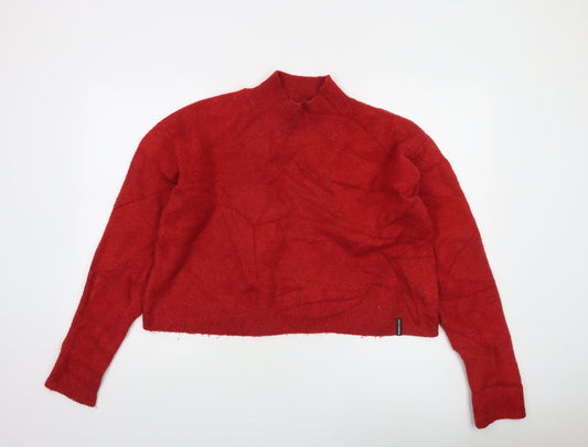 Superdry Women's Red Mock Neck Wool Blend Jumper Size 10