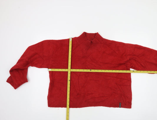 Superdry Women's Red Mock Neck Wool Blend Jumper Size 10