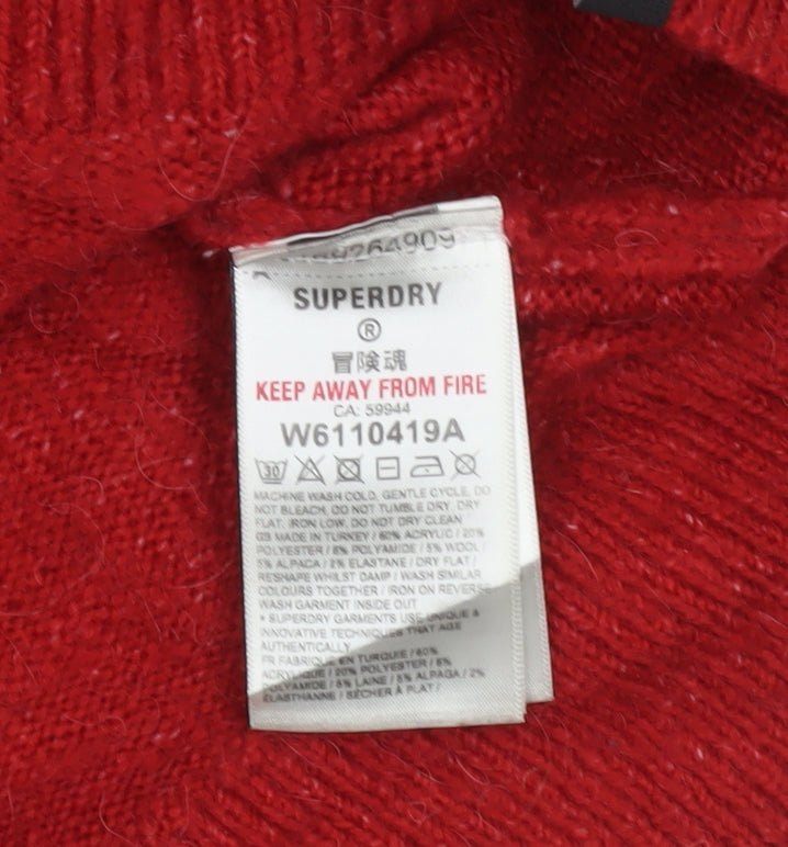 Superdry Women's Red Mock Neck Wool Blend Jumper Size 10