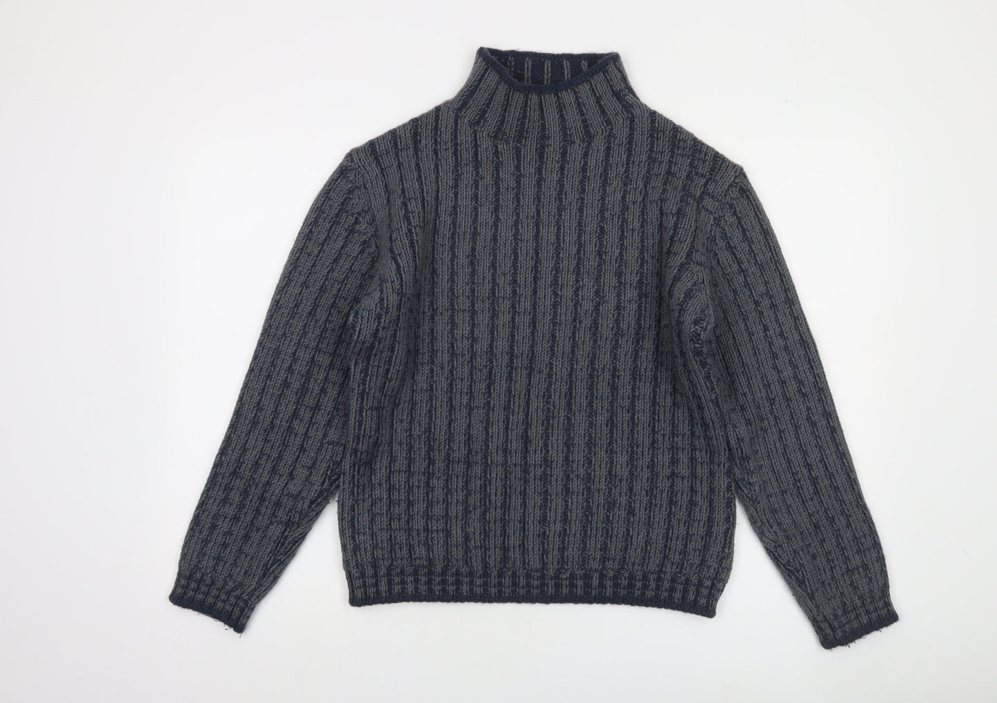 Timberland Men's Grey Wool Blend Cable Knit High Neck Jumper L