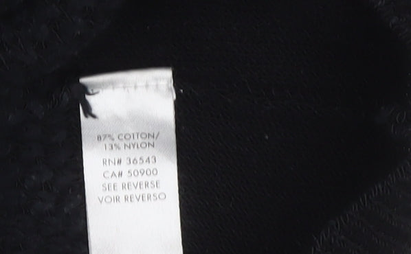 Calvin Klein Women's Black V-Neck Waffle Knit Jumper Size S
