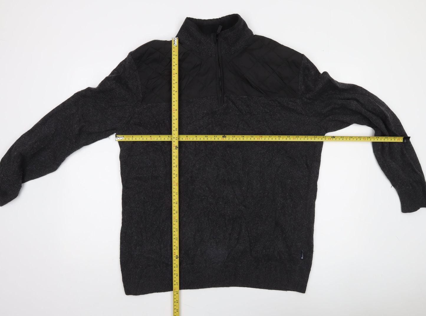 Barbour Men's Grey Wool Blend Half Zip Jumper L