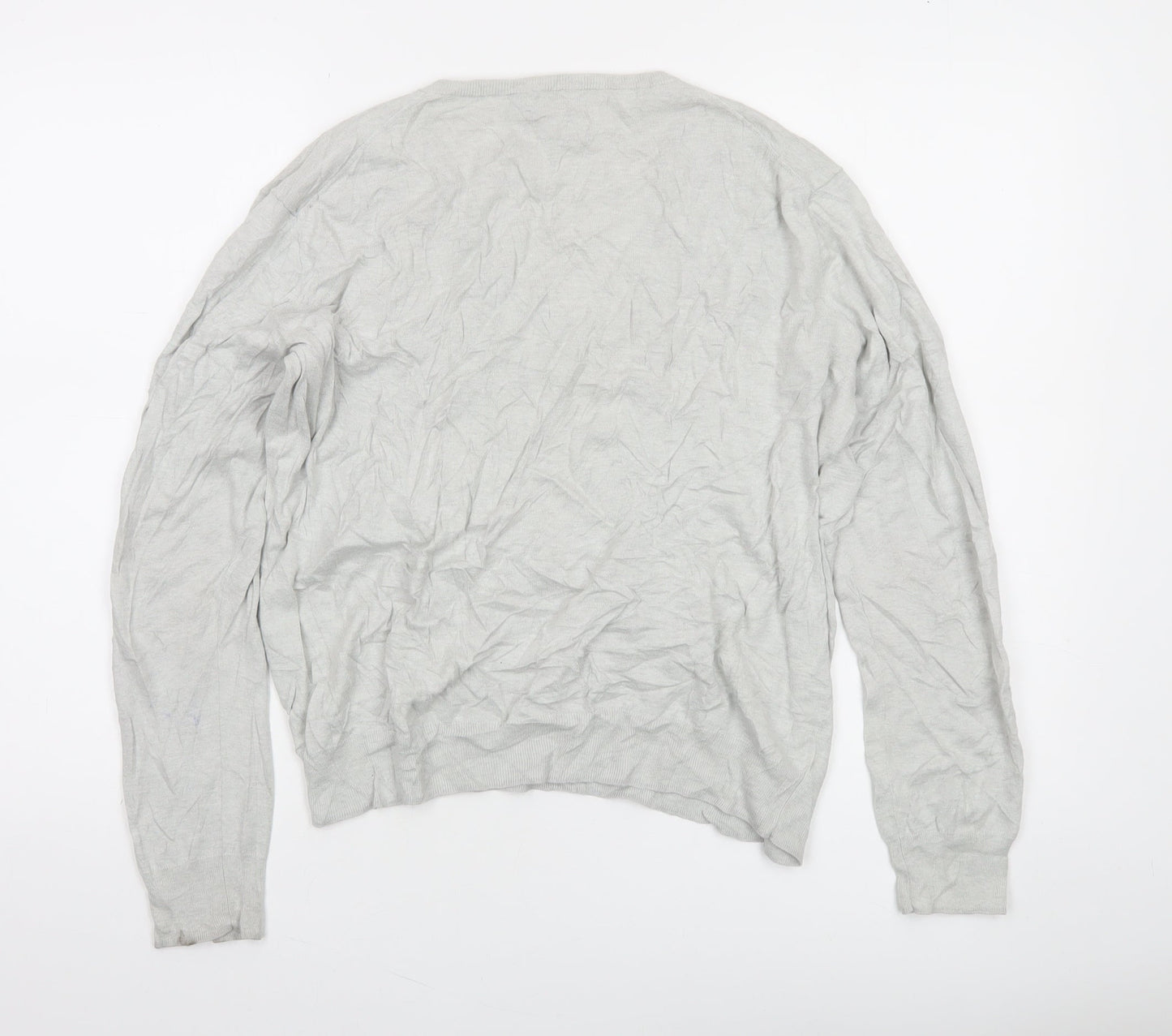 Ralph Lauren Womens Grey V-Neck Cotton Pullover Jumper Size L