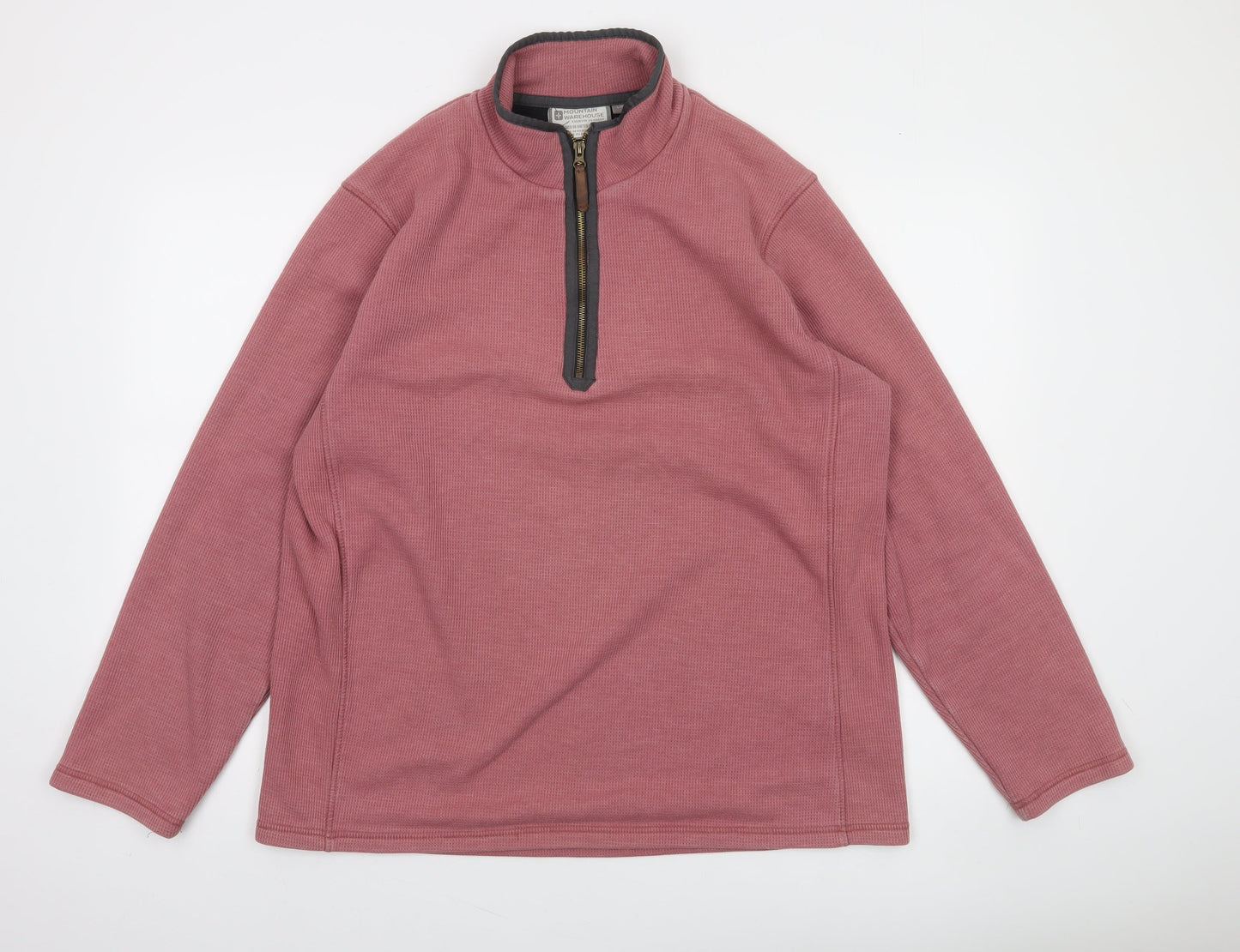 Mountain Warehouse Mens Pink L 1/4 Zip Fleece Sweatshirt