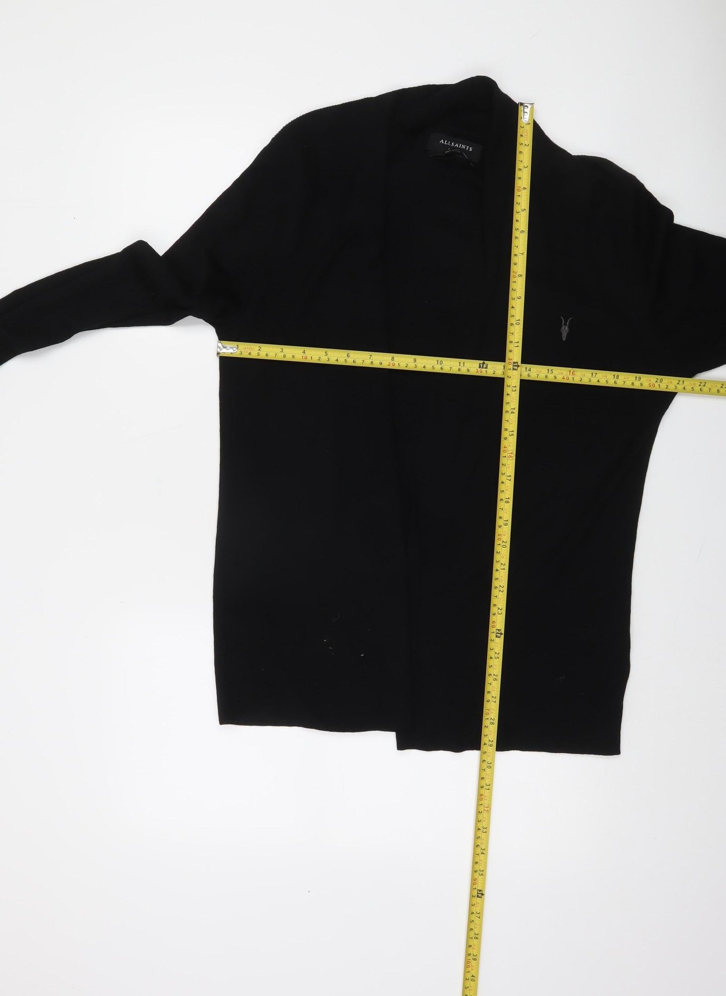 AllSaints Mens Black XL Merino Wool Cardigan Jumper