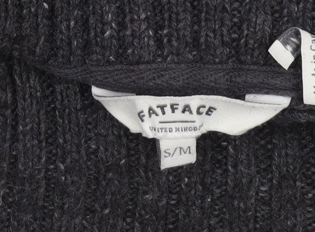 FatFace Women's Black Roll Neck Cable-Knit Short Sleeve Jumper S