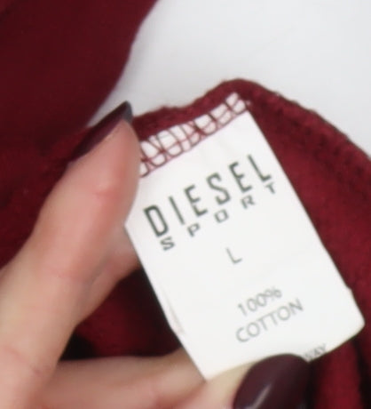 Diesel Sport Men's Red Cotton Crew Neck Sweatshirt Size L