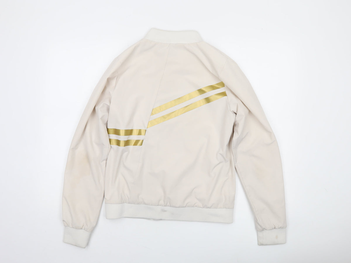 Additional view of Ellesse Women’s Beige Bomber Jacket UK 10 Full Zip Retro Stripe