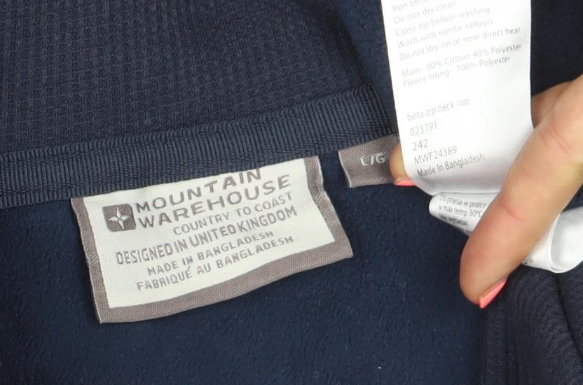 Mountain Warehouse Men’s Blue 1/2 Zip Fleece Sweatshirt L Regular