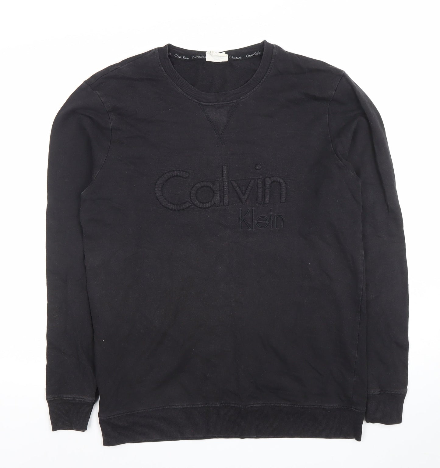 Calvin Klein Men's Black Embroidered Logo Pullover Sweatshirt M