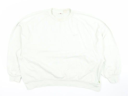 Levi's Womens White Cotton Crew Neck Long Sleeve Pullover Sweatshirt L