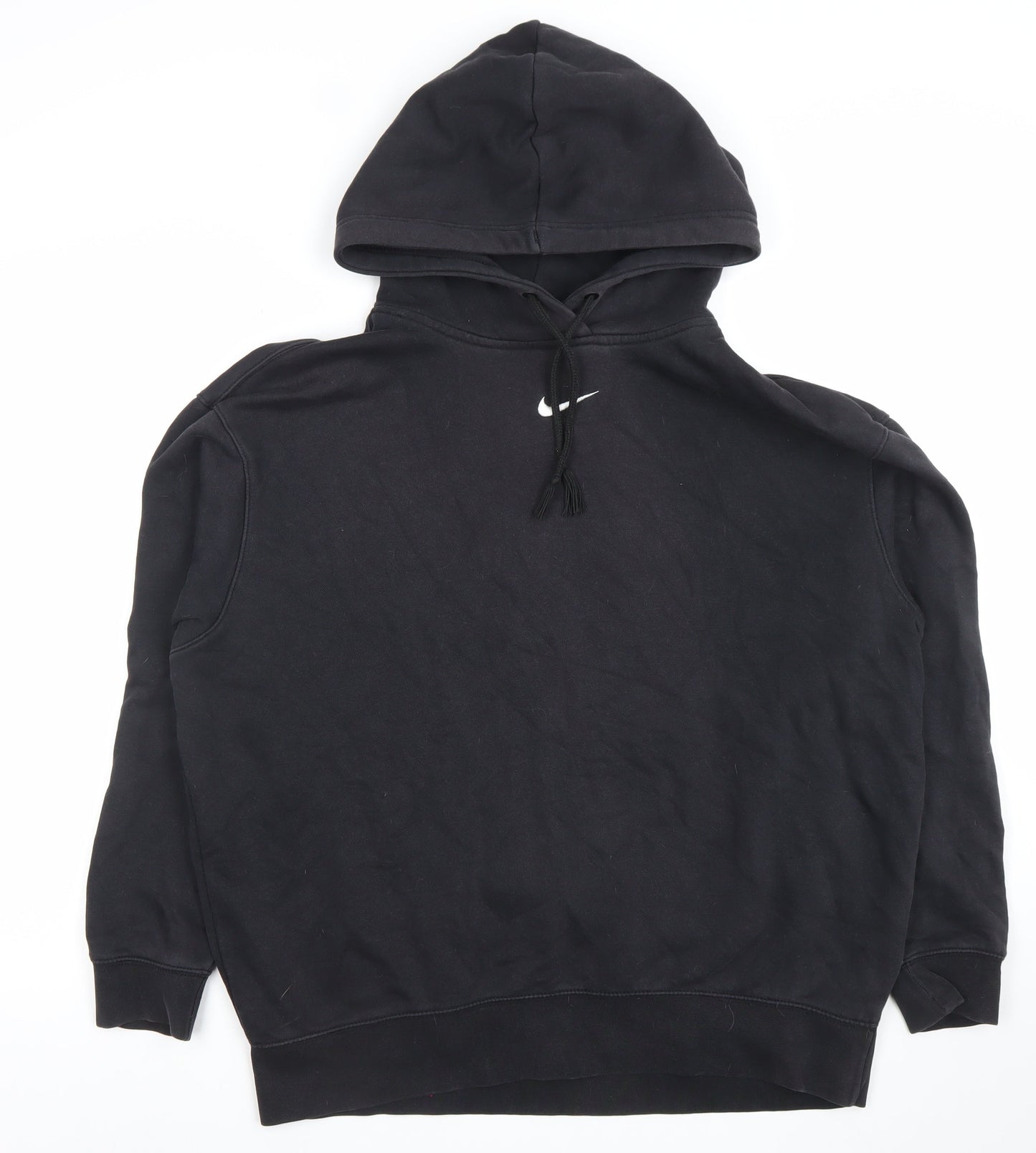 Nike Women's Black Pullover Hoodie Size M Cotton Blend Logo Sweatshirt