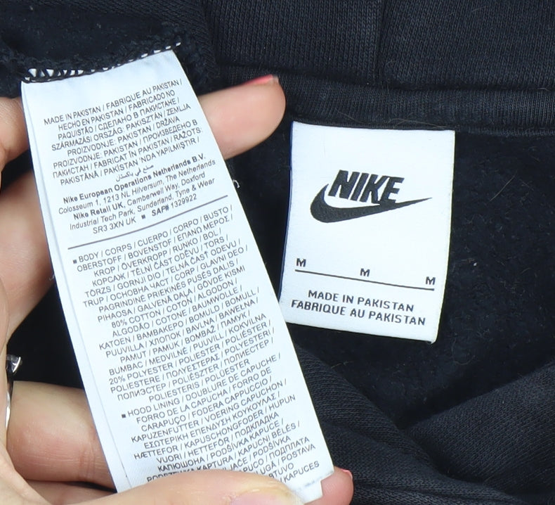 Nike Women's Black Pullover Hoodie Size M Cotton Blend Logo Sweatshirt