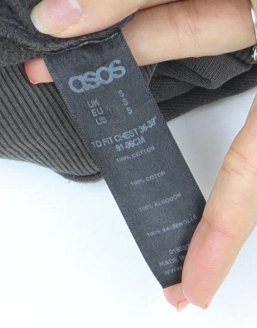 Brand and care label for ASOS Women’s Brown Studded Full Zip Hoodie, size S, Hooded Sweatshirt