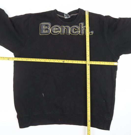 Bench Men’s Black Cotton Crew Neck Logo Sweatshirt Size L