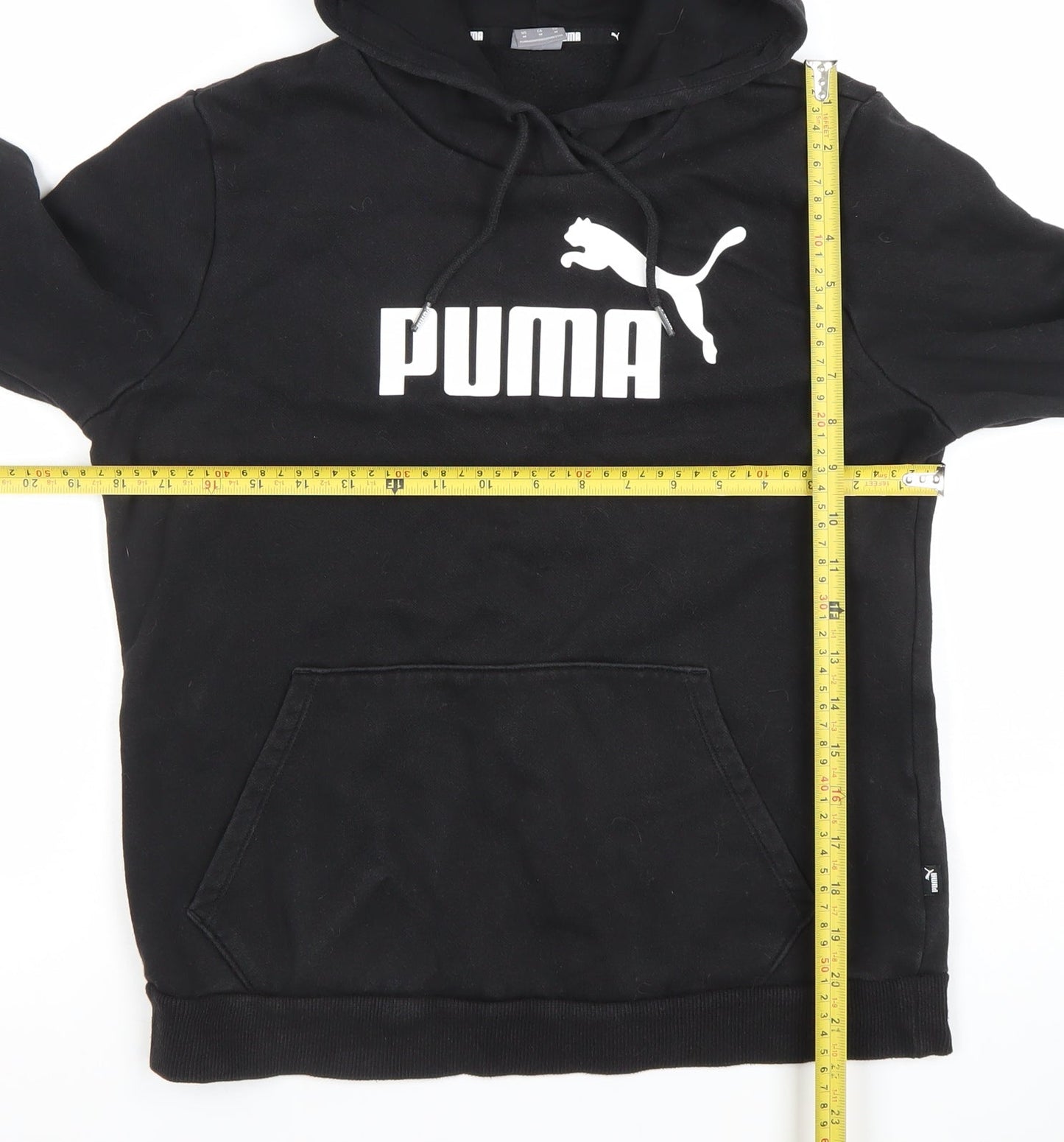Puma Womens Black Pullover Hoodie Medium Cotton Blend Logo Casual