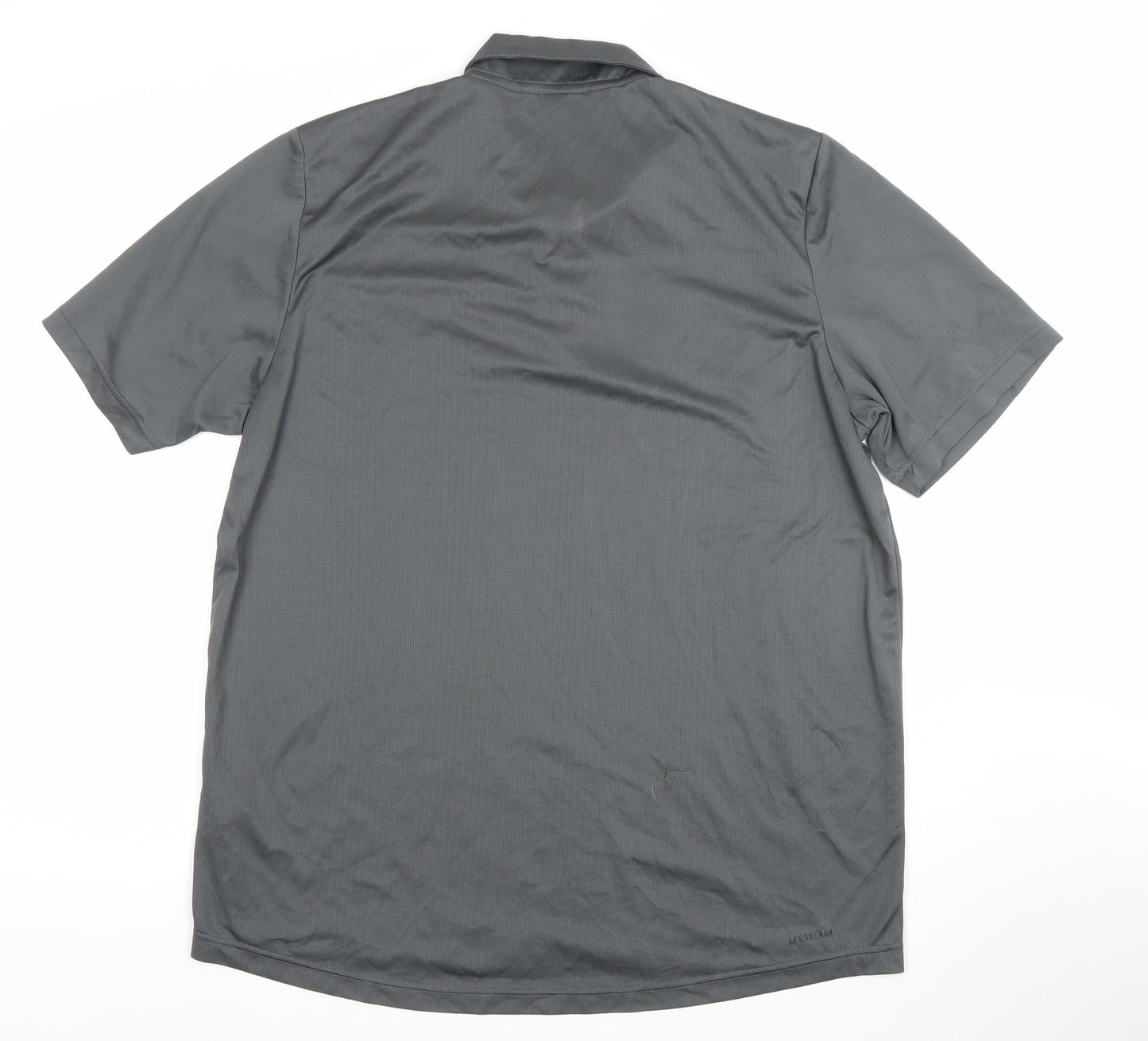 Adidas Men Grey Polo Shirt L Moisture Wicking Golf Activewear Top