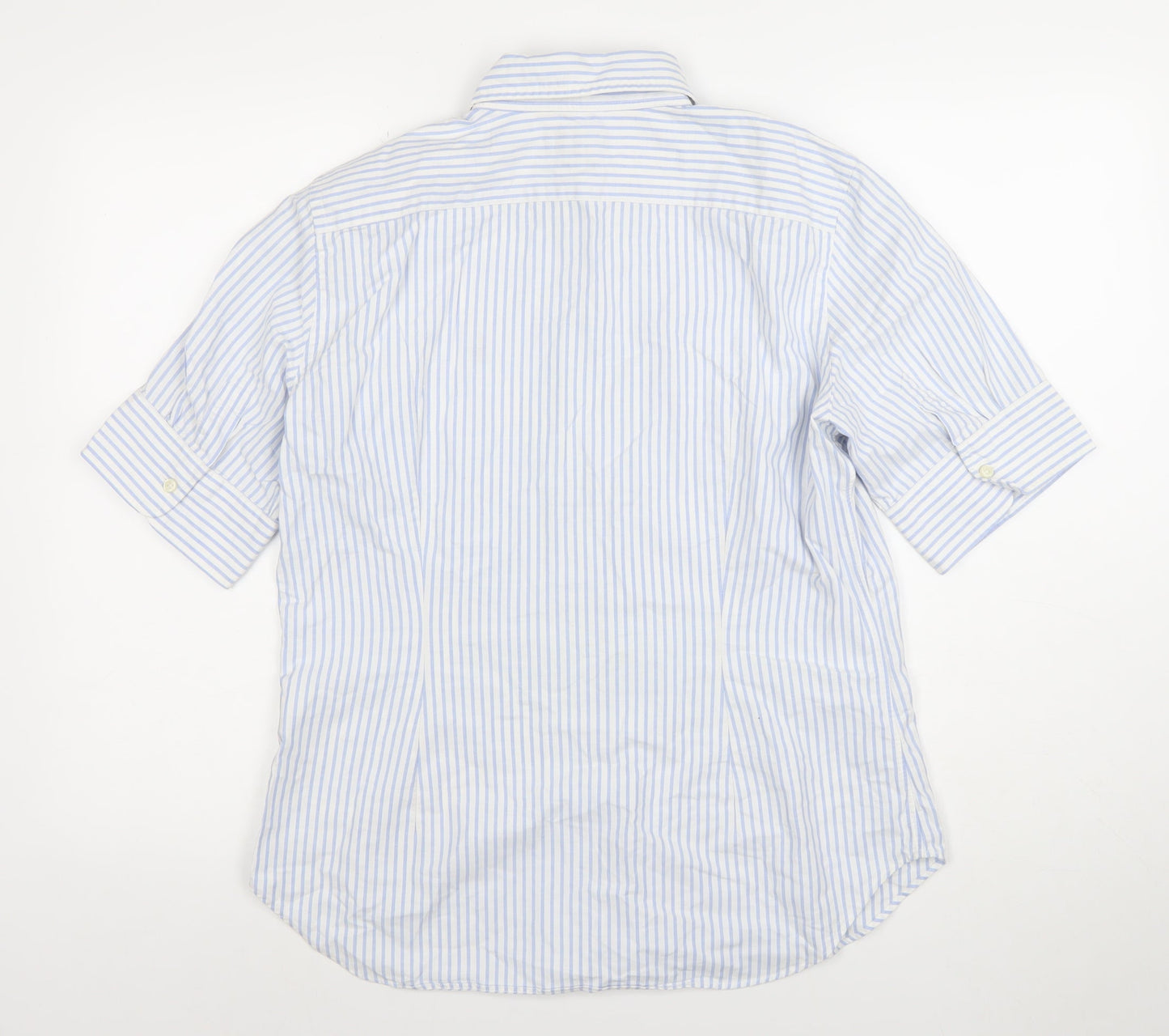 Ralph Lauren Men's Blue Slim Fit Striped Cotton Short Sleeve Shirt Size L