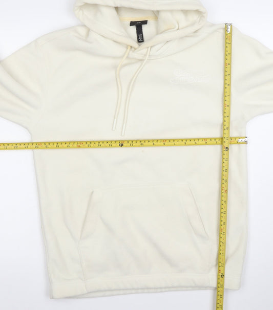 H&M Men’s Ivory Fleece Pullover Hoodie XS Relaxed Fit