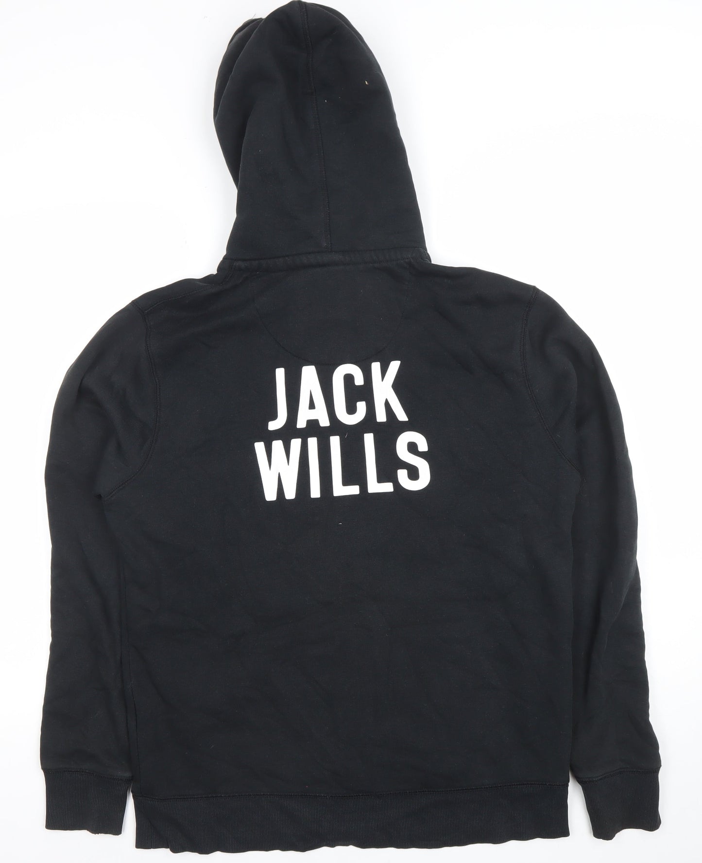 Jack Wills Men's Black Full Zip Hoodie M Logo Print Sweatshirt