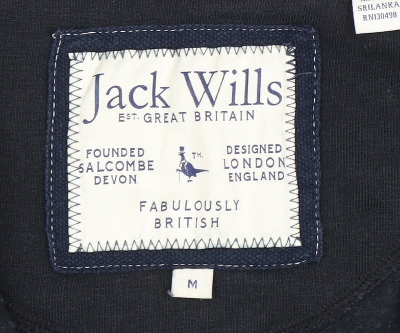 Jack Wills Men's Black Full Zip Hoodie M Logo Print Sweatshirt