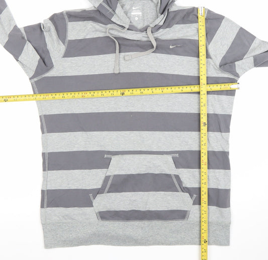 Nike Men's Grey Striped Pullover Hoodie XL Regular Fit