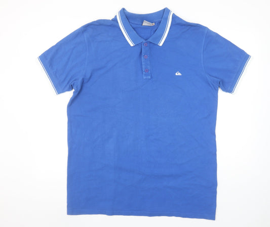 Quiksilver Men's Blue XL Cotton Polo Shirt Classic Fit