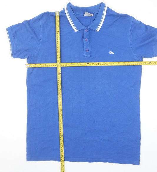 Quiksilver Men's Blue XL Cotton Polo Shirt Classic Fit