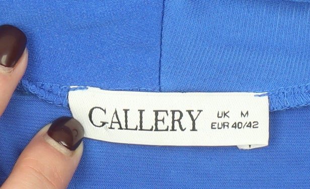 Brand and care label for Gallery Women's Blue Wrap Long Sleeve Blouse UK M